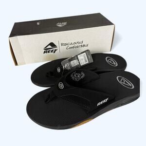 Reef Fanning Black/Silver Flip Flops Thong Sandals Men's 10 Bottle Opener